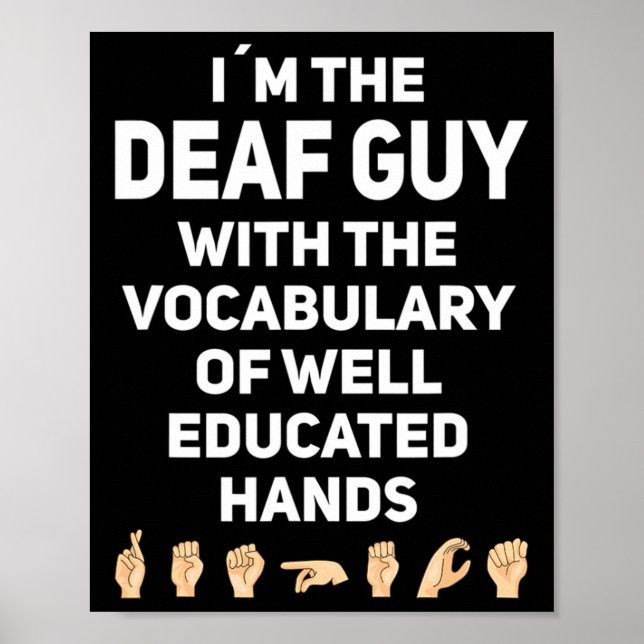 Poster Idioma de Sinal Asl Gesto de Mão Consciência de De (Frente)