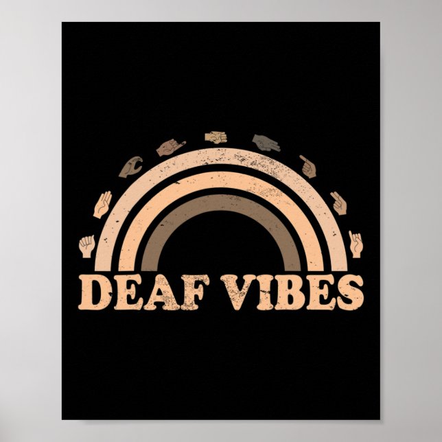 Poster Idioma de Sinal Asl Gesto Mão surda Vibes Awarenes (Frente)