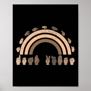 Poster Idioma de Sinal Asl Gesto Mão surda Vibes Awarenes