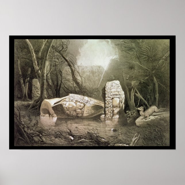 Pôster Ídolo maia quebrado em Copan, Guatemala (Frente)