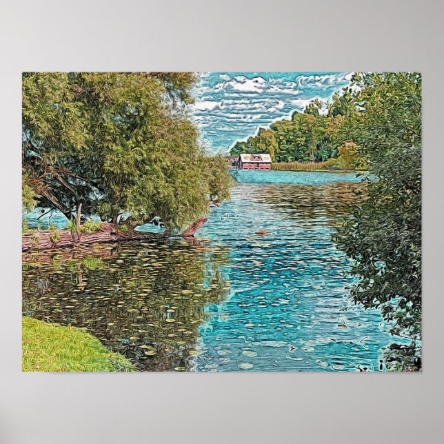 Poster Idyll at the lake - pintura digital (Frente)