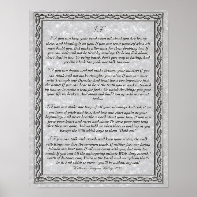 Poster IF Inspirando Poema para Jovens por Rudyard Kiplin (Frente)