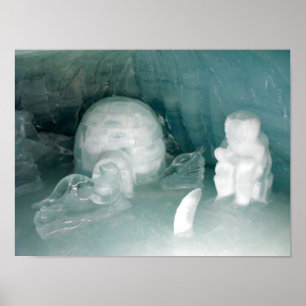 Poster Iglu e esquimó no gelo