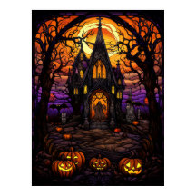 Igreja Assustadora de Halloween na Floresta Vidro