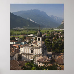 Pôster Igreja colegiada de manhã, Arco, Trento
