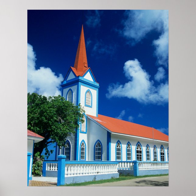 Poster Igreja colorida na ilha de Tahaa (Frente)