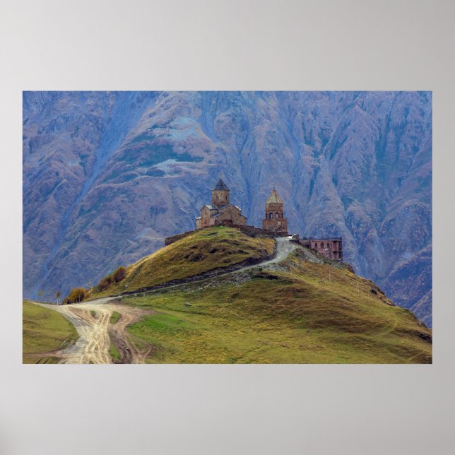 Poster Igreja da Santa Trindade Stepantsminda Kazbegi Geo (Frente)