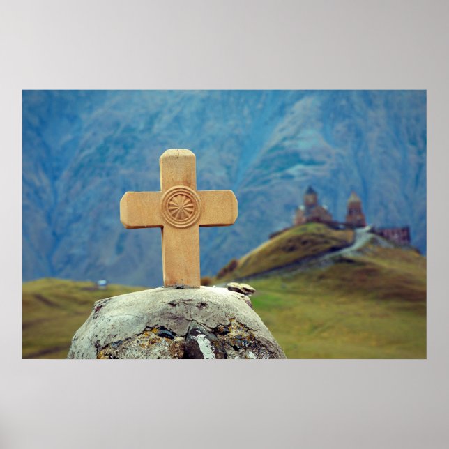 Poster Igreja da Santa Trindade Stepantsminda Kazbegi Geo (Frente)