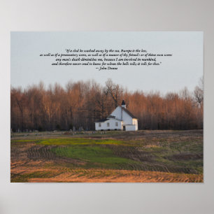 Poster Igreja de Kentucky no amanhecer com poema de Donne