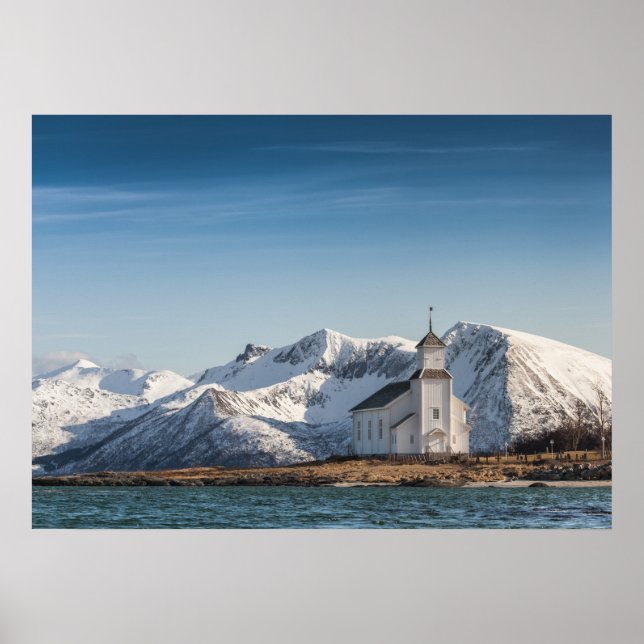 Poster Igreja de Lofoten da Noruega (Frente)