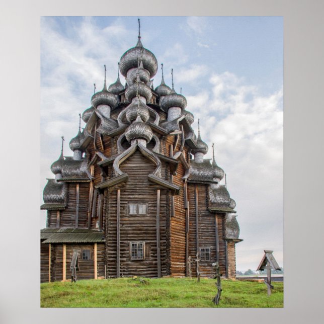 Pôster Igreja de madeira ornamentada, Rússia (Frente)