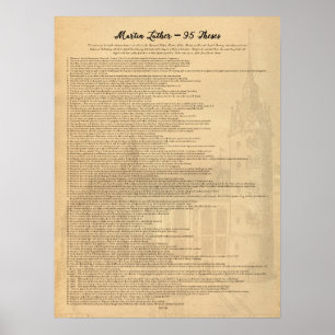 Poster Igreja de Martin Luther 95 Teses (Eng) Wittenberg