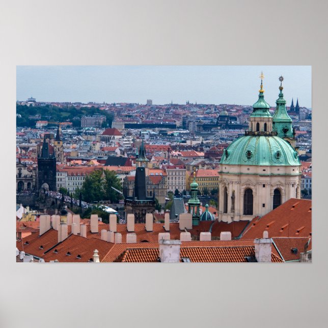 Poster igreja de São Nicolau e telhados de Praga (Frente)