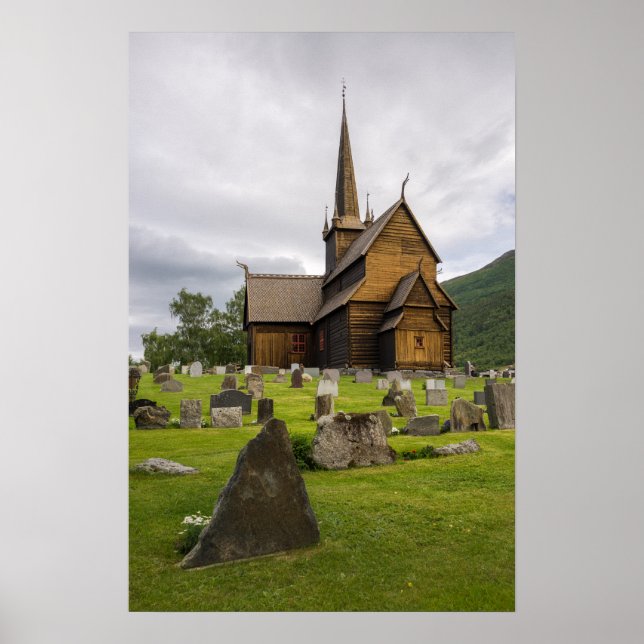 Poster Igreja de tábuas com cemitério na Noruega (Frente)