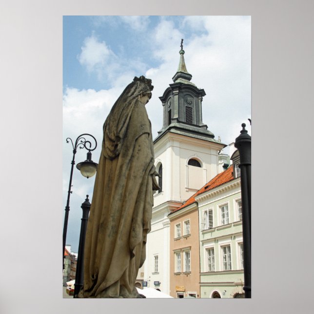 Poster Igreja e estátua de Varsóvia, Polônia (Frente)