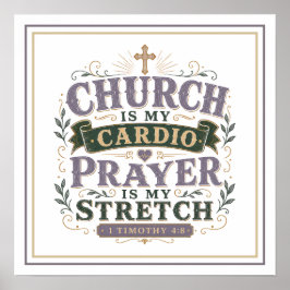 Poster Igreja É Meu Cardio Oração É Meu Alongamento Citaç
