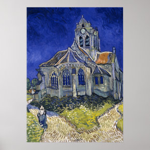 Poster Igreja em Auvers por pintura de Van Gogh
