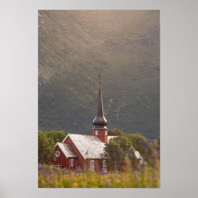 Poster Igreja Flakstad das Ilhas Lofoten (Frente)