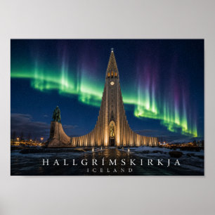 Poster Igreja Hallgrímskirkja Reiquiavique Islândia A4