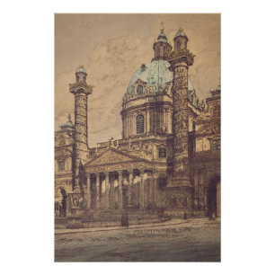 Pôster Igreja Karlskirche em Viena, Áustria