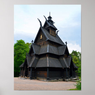 Poster Igreja medieval norueguesa do Stave