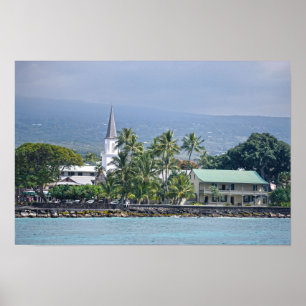 Poster Igreja Mokuaikaua, Palácio Hulihee, Kailua-Kona, H