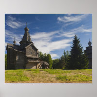 Igreja ortodoxa russa de madeira tradicional