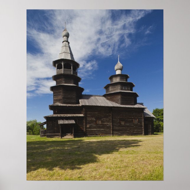 Pôster Igreja ortodoxa russa de madeira tradicional (Frente)