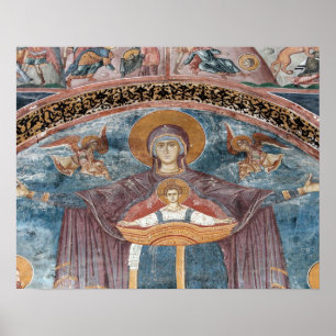 Pôster Igreja Ortodoxa Sérvia e um site da UNESCO, 2