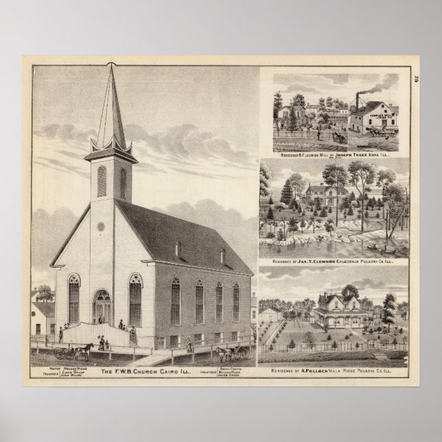 Poster Igreja, residências e moinhos (Frente)