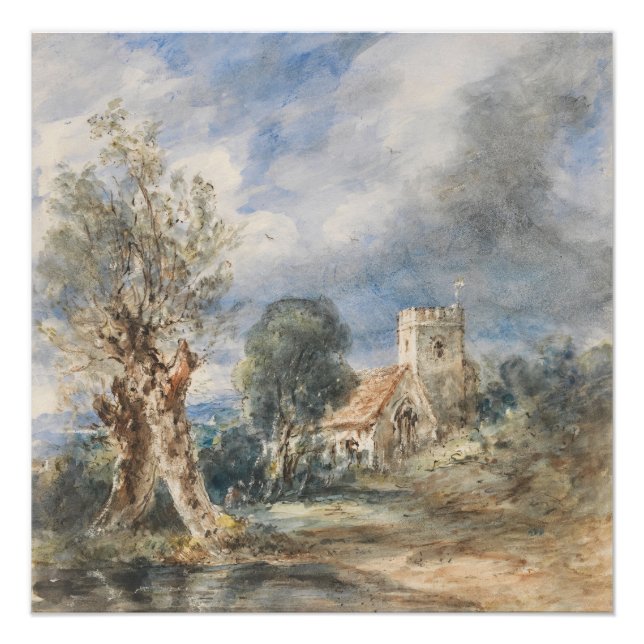Pôster Igreja Stoke Poges (1834) John Constable (Frente)