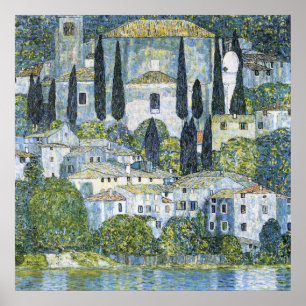 Poster Igreja Vintage Klimt em Cassone Paisagem Arte