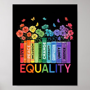 Poster Igualdade de Livro Floral Direitos Humanos, Justiç