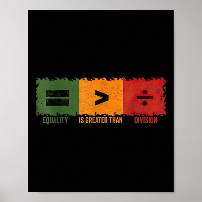 Poster Igualdade É Maior Que Divisão Matemática Negra His (Frente)