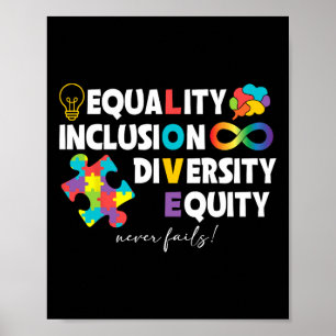 Poster Igualdade Inclusão Diversidade Equidade Amor Autis