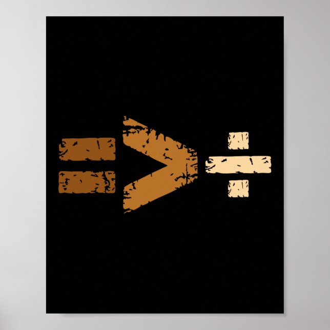 Poster Igualdade Maior que Divisão Direitos Iguais Matemá (Frente)