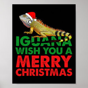 Poster Iguana Deseja Um Feliz Natal Iguana Engraçado