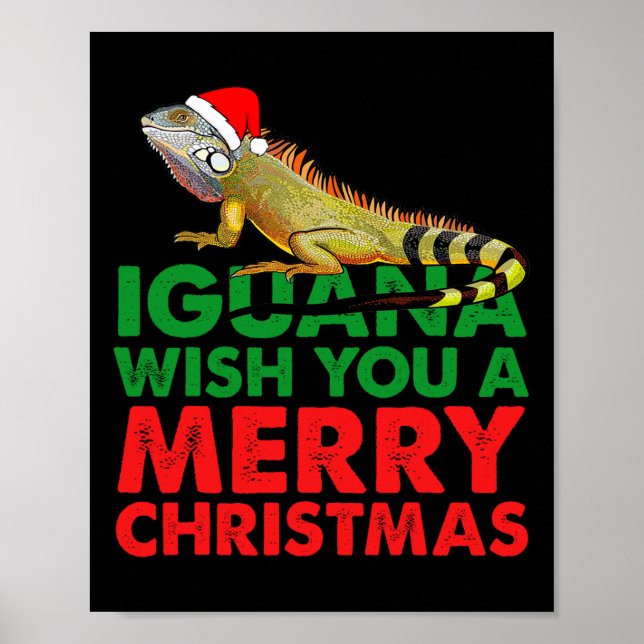 Poster Iguana Deseje A Você Um Feliz Natal Iguana (Frente)