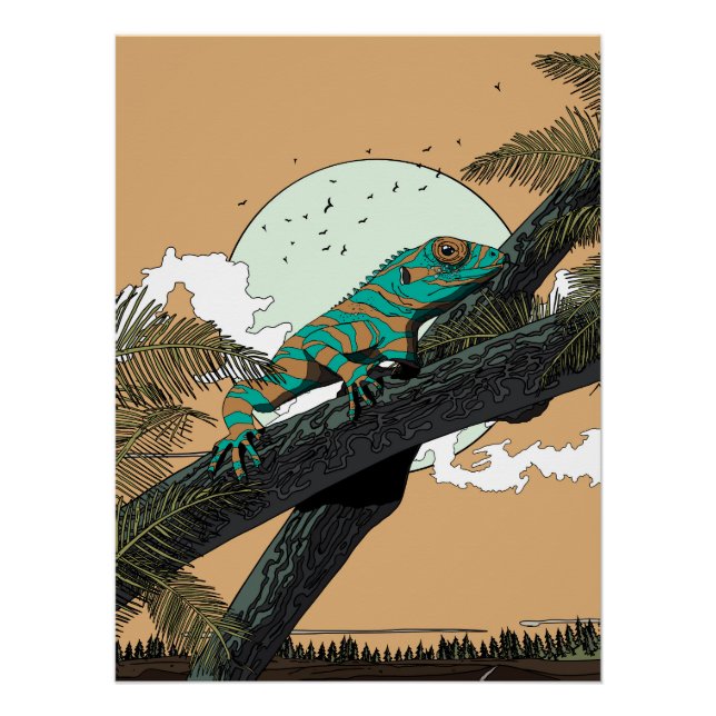 Pôster Iguana na Selva (Frente)