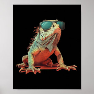 Poster Iguana Sungles Costume Para Amantes De Répteis Eng