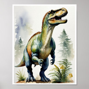 Poster Iguanodon Dinosaur Watercolor Painting Wall Art