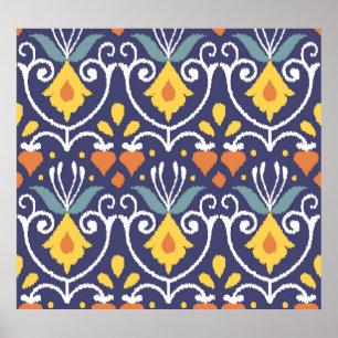 Poster Ikat Feito à Mão: Tecido Étnico Boho