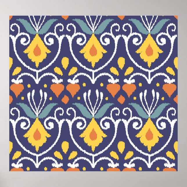 Poster Ikat Feito à Mão: Tecido Étnico Boho (Frente)