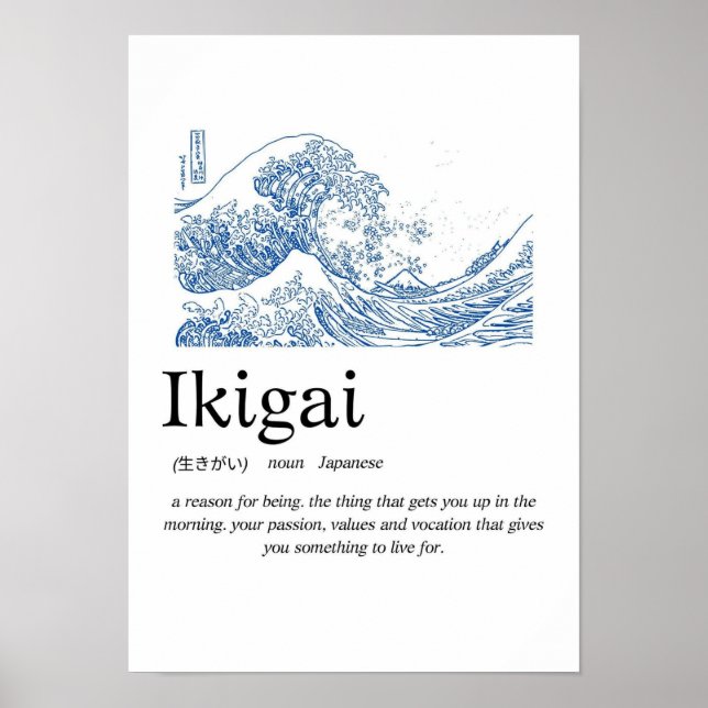 Poster Ikigai Definition Wall Art – Japanese Meaning of L (Frente)