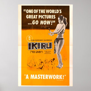 Poster Ikiru 1952 Filme CARTAZ IMPRESSO A5-A1 Akira Kuros