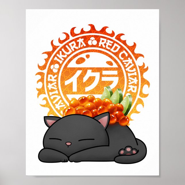Poster Ikura Salmon Roe Sushi Cat (Frente)