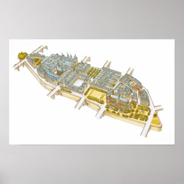 Poster Ile-de-la-Cite Paris França (Frente)