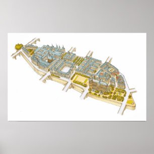 Poster Ile-de-la-Mencione. Paris France