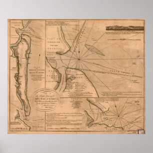 Pôster Ilha Amelia, mapa da Flórida 1770