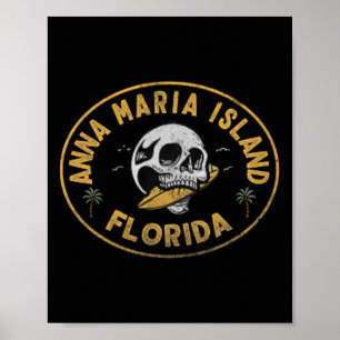 Poster Ilha Anna Maria Flórida Fl Vintage Surf Frente An